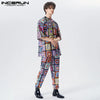 INCERUN Men's Fashion Suit: Oversized T-Shirt & Pants
