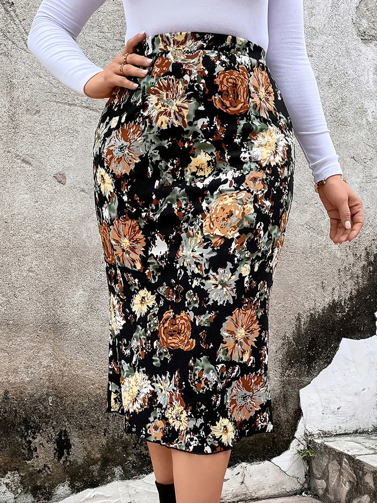 Floral Print Bodycon Skirt