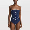 New Swimsuit New Navy Strapless Simple One-piece Swimwear Set for Summer Women in Stock