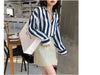 Spring Summer Loose POLO Collar Striped Printed Chiffon Shirt Women Clothing Y2K Casual Blouses Elegant Fashion Female Clothes