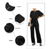 Women Daily Fashion Versatile Jumpsuit Sexy Solid Color Jumpsuit V-Neck Short Sleeve Open Back High Waist Elastic Loose Jumpsuit