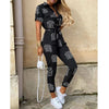 New Summer Jumpsuit Women Elegant Casual Lapel Buckle Printed Female Jumpsuit Woman Trousers Playsuit Overalls Bodysuit Romper