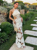 Chic Flower Halter Knitted Maxi Dress
