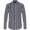 Men's Lightweight Long Sleeve Color Block Striped Dress Shirts Wrinkle-Resistant Standard-fit Youthful Button-down Casual Shirt