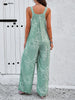 Retro Printed Women Jumpsuit Square Collar Sleeveless Suspenders Wide Leg Pants Jumpsuit 2024 Spring And Summer Elegant Romper