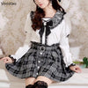 Japanese Gothic Lolita Shirt Women Harajuku Jirai Kei Bow Long Lantern Sleeve Blouses Y2k Aesthetic Elegant Sweet Clothes Tops