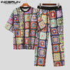 INCERUN Men's Fashion Suit: Oversized T-Shirt & Pants
