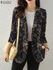 Retro Printed Long Sleeve Blazer