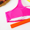 Female Swimwear Sexy Asymmetric High Cut Swimsuit Swim Bathing New Women 2025 One Shoulder Splicing Color Bikini Two Piece Set