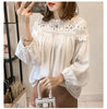 Lace Mesh Women Shirt Embroidery Patchwork Blouses 2025 Spring Long Sleeve Tops Casual Loose BlousesFemale Blusas Pullover