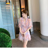 2022 Summer V-neck Floral Chiffon Jumpsuit Womens Fashion Ruffled Hem Flowers Print Ladies Rompers Slim Elegant Sexy Playsuits