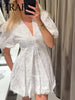 White Embroidery Short Sleeved Dress