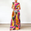 ZANZEA Elegant Cinched Waist Wide Leg Pants Fashion Women Summer Floral Print Long Rompers Sleeveless Party Turtleneck Jumpsuits