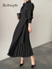 Elegant Puff Sleeve Pleated Dress