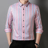 Men's Non-iron Slight Strech Soft Striped Dress Shirts Without Pocket Long Sleeve Standard-fit Youthful Casual Button-down Shirt