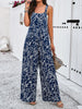 Retro Printed Women Jumpsuit Square Collar Sleeveless Suspenders Wide Leg Pants Jumpsuit 2024 Spring And Summer Elegant Romper