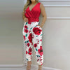 Elegant Red Flower Print Jumpsuit