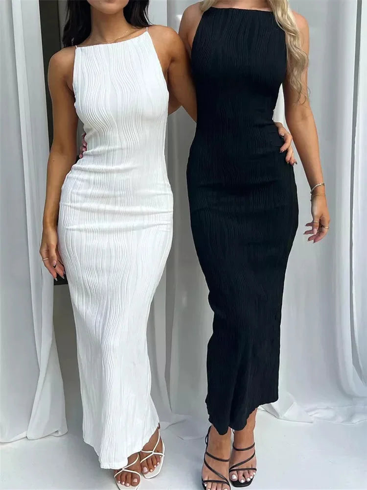 Ruched Sleeveless Long Dress