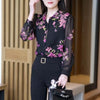 Elegant Floral Polo Collar Chiffon Shirt