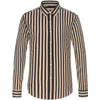 Men's Lightweight Long Sleeve Color Block Striped Dress Shirts Wrinkle-Resistant Standard-fit Youthful Button-down Casual Shirt