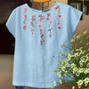 ZANZEA Women Summer Embroidery Floral Blouse Short Sleeve Shirt Elegant O Neck Work Blusas Causal Holiday Tops Tunic Mujer Femme