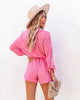 Summer Women Casual Playsuits Fashion Long Sleeve Overalls Jumpsuits Pockets Lace-up Buttons Shirt Playsuit Office Ladies Romper