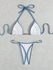 Swim Vcay Swimsuits For Woman Summer Beach Rib Binding Trim Halter Micro Triangle Bikini