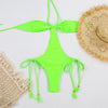 String Swimwear Women Sexy Halter One Pieces Swimsuit Lace-Up Push Up Bathing Suits 2023 Solid Bikinis Sets Beachwear Monokinis