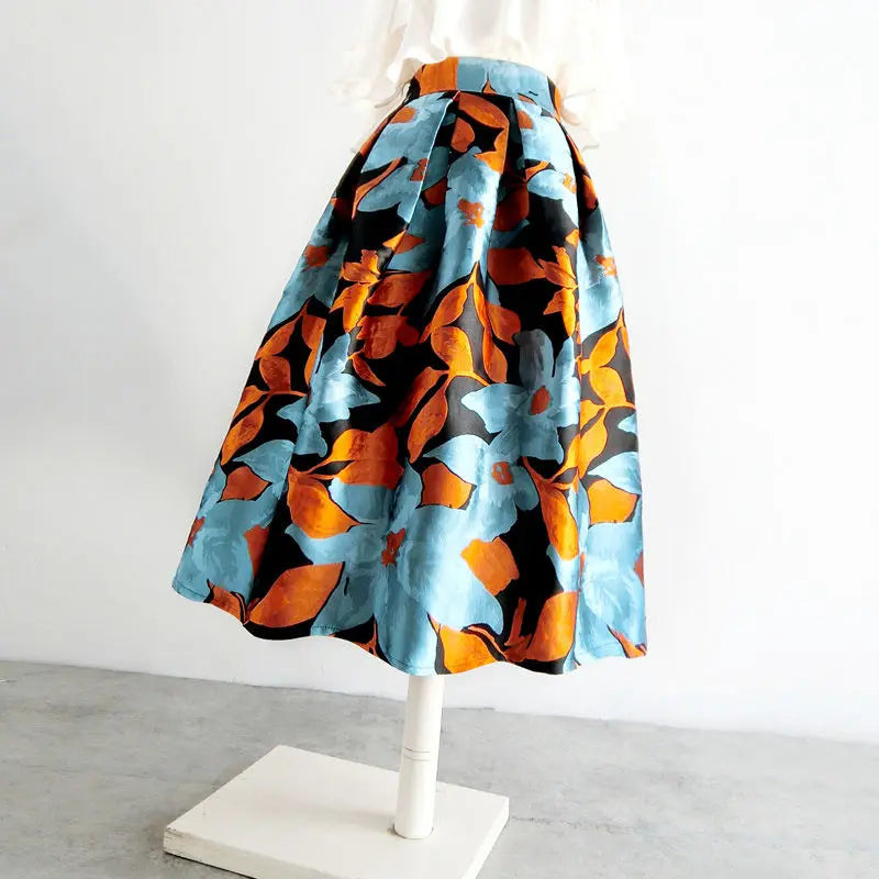 Jacquard Irregular A-Line Skirt – Elegant Vintage Style