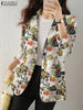 Retro Printed Long Sleeve Blazer