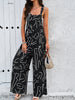Retro Printed Women Jumpsuit Square Collar Sleeveless Suspenders Wide Leg Pants Jumpsuit 2024 Spring And Summer Elegant Romper