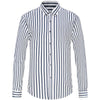 Men's Lightweight Long Sleeve Color Block Striped Dress Shirts Wrinkle-Resistant Standard-fit Youthful Button-down Casual Shirt