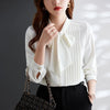 Woman Spring Autumn Style Blouses Shirts Lady Casual Long Sleeve Bow Tie Collar Solid Color Blusas Tops G2650