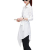 Women Shirt Long Sleeve  Irregular Tied Belts Lady Shirt Loose Commute Mild-length Dressing Up Polyester Lady Blouse For Female