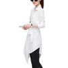 Women Shirt Long Sleeve  Irregular Tied Belts Lady Shirt Loose Commute Mild-length Dressing Up Polyester Lady Blouse For Female