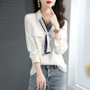 Elegant V-Neck Button Spliced All-match Lace Up Blouse Women's Clothing 2023 Spring New Casual Pullovers Loose Office Lady Shirt