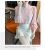 Spring Women Pink Chiffon Blouse Shirt Women Tops Blusas Mujer De Moda 2024 Long Sleeve Blouse Women Shirts Blouses Femme F447