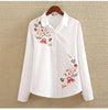 Office Lady White Long Sleeve Embroidery Shirt Blouse Women 2023 New Spring Fashion Button Slim Shirts Top Femme S-5XL