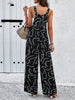 Retro Printed Women Jumpsuit Square Collar Sleeveless Suspenders Wide Leg Pants Jumpsuit 2024 Spring And Summer Elegant Romper