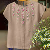 ZANZEA Women Summer Embroidery Floral Blouse Short Sleeve Shirt Elegant O Neck Work Blusas Causal Holiday Tops Tunic Mujer Femme
