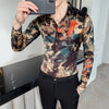 Leaf Print Shirt Men Flower Shirt Casual Shirts Slim Fit Party Dress Shirt Fashion 2019 Autumn Long Sleeve Digital Print Men 4xl