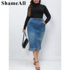 Women's Plus Size Washed Denim Skirt
