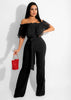 Patchwork Jumpsuit Women Casual Sexy Off Shoulder Slash Neck Long Sleeve Lady Black Jumpsuit Elegant Slim Wide Pants Streetwear