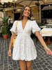 White Embroidery Short Sleeved Dress