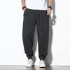 Summer Disc Buckle Striped Harem Pants