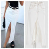 High-Waist Denim Slit Skirt