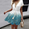 Printed Lace V-Neck Wrap Dress