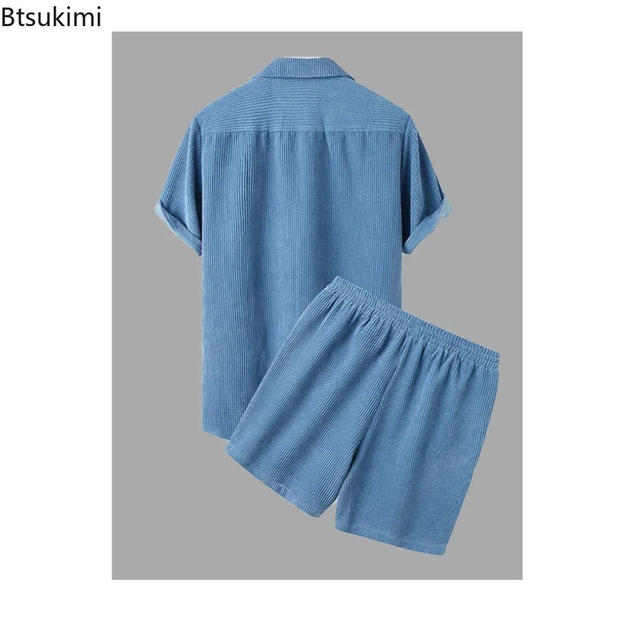 New 2024 Summer Men Corduroy Sets