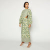 Striped Backless Maxi Dress with Belt and Lantern Sleeves