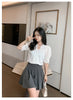 Summer Embroidery Puff Sleeve Linen Cotton Women Blouse Spring Casual White Hollow Out Tops Short Sleeve Shirt